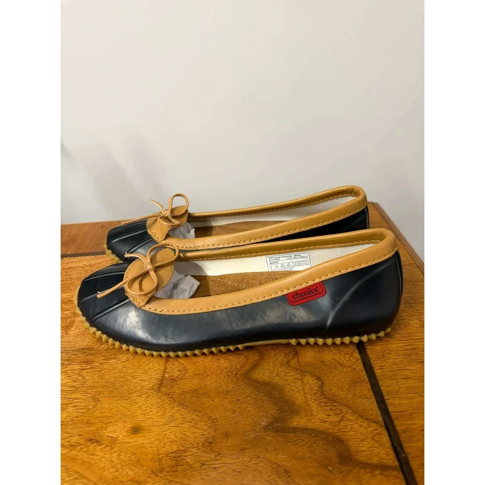 Chooka  Womens 9 Duck Skimmer Black Rubber Waterproof Ballet Flats‎ C1616999